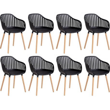 JZGORC Set of 8 Dining Room Chairs, Kitchen Chairs with Leather Cushions and Armrests, Hollow Back Chairs, Suitable for Living Room, Kitchen, Patio - Black