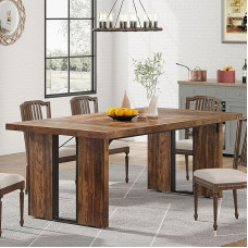 Tribesigns 180 x 80 cm Dining Table for 6-8 People Rustic Kitchen Table Farmhouse Style Rectangular Dining Room Table for Kitchen, Dining Room & Living Room