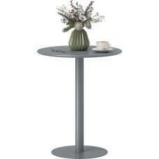 HOMCOM Round Dining Table for 2 Seater Steel Indoor Outdoor Dining Table Diameter 60 x 72 cm Grey
