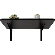 Klapptisch zur Wandmontage, kleiner Esstisch aus Massivholz, 70 x 40 cm, schwarz, platzsparender Wandtisch für Arbeitszimmer, Heimbüro und Esszimmer, modernes Holzmaserung-Design