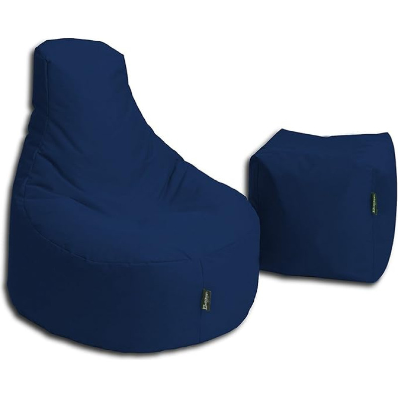 BuBiBag Bean Bag Nursing Cushion Set Cushion Lounge Gamer Bean Bag Armchair Original Seat Cushion Suitable for Indoor and Outdoor Use Ready Filled in 32 Colours (Navy/Dark Blue)