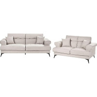 Beliani Skive Sofa Set Fabric Beige / Taupe 5-Seater Padded Adjustable Headrests