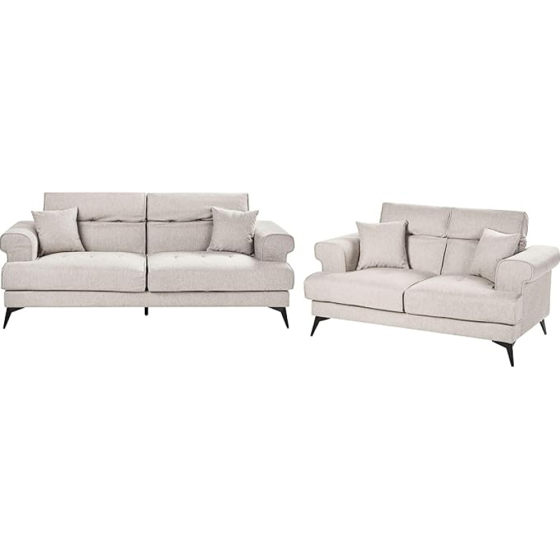 Beliani Skive Sofa Set Fabric Beige / Taupe 5-Seater Padded Adjustable Headrests