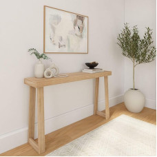 Plank+Beam Modern Solid Wood Console Table, 56 Inch, Sofa Table, Narrow Entryway Table for Hallway, Behind The Couch, Living Room, Foyer, Easy Assembly, Blonde