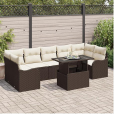 Rantry 8-teiliges Garten-Sofa-Set mit Kissen Braun Poly-Rattan, 2-Sitzer Garten-Sofa mit Kissen Braun Poly-Rattan Gartenlounge Model3348414