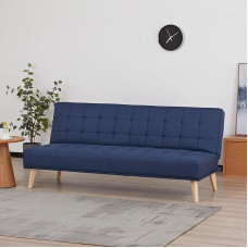 [en.casa] Pukkila Sofa Bed 3-Seater Sofa with Sleep Function Sofa Bed Upholstered Sofa 180 x 86 x 81 cm Lounge Sofa Folding Sofa Bed with Wooden Frame Bed Couch Guest Bed Foldable Sofa Bed Dark Blue