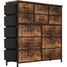 Zstar Chest of Drawers for Bedroom with 12 Drawers, Fabric Storage Cabinet with Metal Frame, Modern Decoration Wooden Table Top Chest of Drawers for Bedroom, Closet, Hallway, Entrance Area