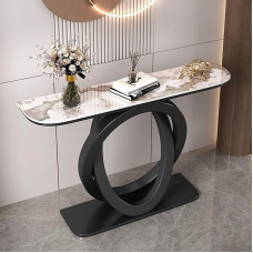 Bestiry Moderner Konsolen-Sofatisch, schmaler Tisch mit Metallrahmen, Flur-Foyer-Eingangsbereich hinter der Couch, für Eingang, Eingangsbereich, Flur, Wohnzimmer (Schwarz A, 100 cm)