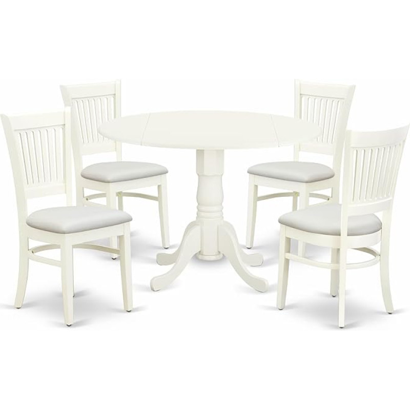 East West Furniture DLVA5-LWH-C Dining Table Set 5 Pieces
