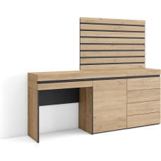 Skraut Home Dressing Table with Storage Space 177 x 145 x 35 cm with Drawer Chest of Drawers Slat Wall Wood Modern Style Oak