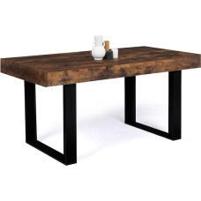 IDMarket - Phoenix 6 Seater Rectangular Dining Table Antique Black Wood 160cm