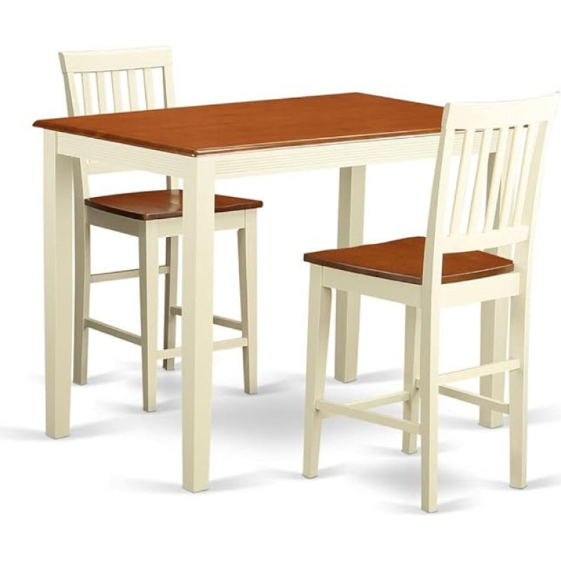 YAVN3-MAH-W Table and Chair Set of 3 YAVN3-WHI-W White