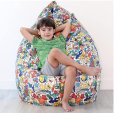 Vilber, Kids Bean Bag - Ergonomic and Malleable - Size 65 x 90 cm - Polystyrene Bead Filling - Waterproof and Stain Resistant - Indoor and Outdoor Pop Collection