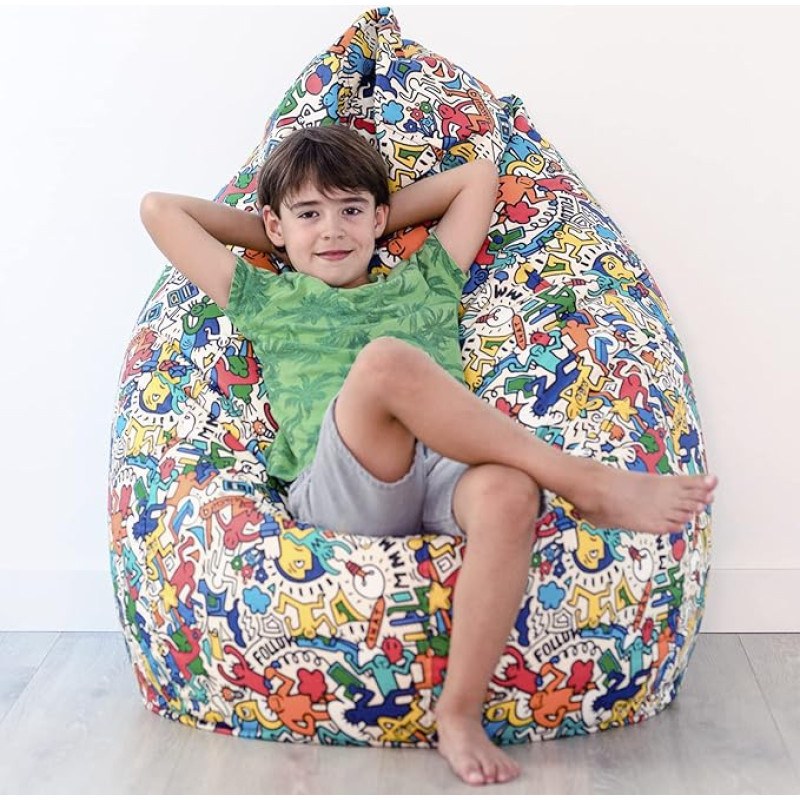 Vilber, Kids Bean Bag - Ergonomic and Malleable - Size 65 x 90 cm - Polystyrene Bead Filling - Waterproof and Stain Resistant - Indoor and Outdoor Pop Collection