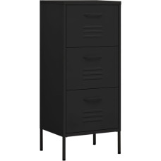 vidaXL Storage Cabinet Sideboard Chest of Drawers Steel Cabinet Side Cabinet Multi-Purpose Cabinet Book Cabinet Standing Cabinet Black 42.5 x 35 x 101.5 cm Steel