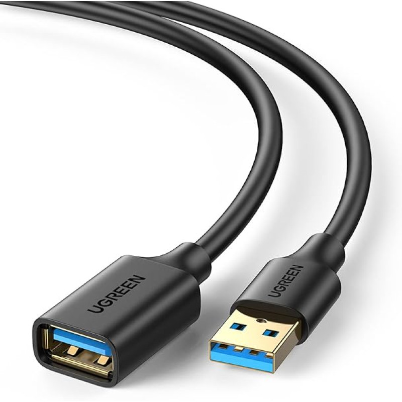 UGREEN USB 3.0 pikenduskaabel 5Gbps A isendist A emasesse (5m) - Hiirele, klaviatuurile, pulgale, kaardilugejale, keskusele, printerile, kaamerale, fotoaparaadile.