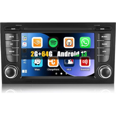 [2+64G] SIXWIN Android 13 autoraadio Audi A4 B6 S4 RS4 jaoks koos Carplay / Android Car / Mirrorlink, 7-tolline mahtuvuslik puuteekraan toetab WiFi GPS FM Bluetooth EQ