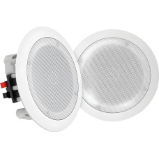 pyle Pair of 8 inch Bluetooth Flush-Mounted Wall in Ceiling 2-Way Universal Home Speaker System Spring Loaded Quick Connections Polypropylene Cone Polymer Tweeter Stereo Sound 250 Watt