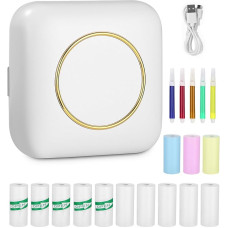 heuchaey Mini Printer, Mobile Thermal Printer with 13 Rolls Printer Paper Pens, Smartphone Bluetooth Printer for Android, iOS, Wireless Photo Printer, Thermal Printer for Learning Aid, Notes, List,