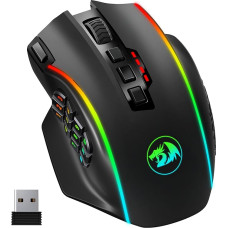 Redragon Wireless Gaming Mouse RGB, 16000 DPI, Optical 2.4G/USB-C MMO Mouse with 16 Programmable Buttons, 12 Side Buttons, 45 Hours Ergonomic Mouse Wireless for PC/Mac Gamer