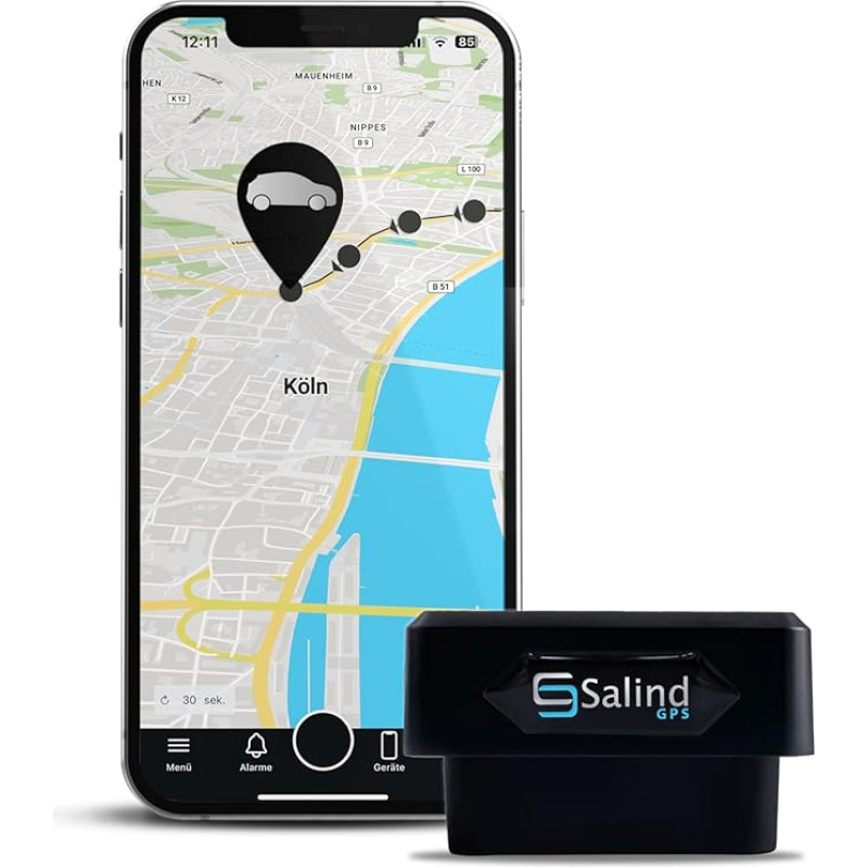 SALIND GPS Tracker Car, Vehicles and Trucks OBD2 Plug - Tracking Transmitter Car with Location - Theft Protection for Vehicles - Online Worldwide Real Time Tracking with App (for iOS and Android)
