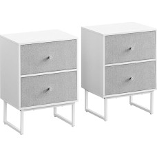 VASAGLE LGS229W14 Bedside Table with Storage Space 2 Removable Drawers Bedside Cabinet for Bedroom Living Room Cloud White Dove Grey LGS229W14, 30 x 40 x 55 cm (DxWxH)