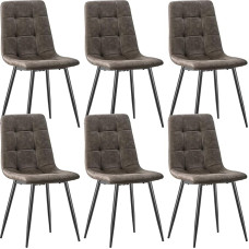 ANVOFONG Dining Room Chairs, Set of 6, Kitchen Chairs with Metal Base, for Dining Room, Living Room, Kitchen, Bedroom and Reception Room, Dark Brown