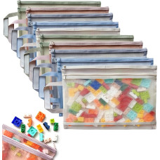 Laifu Spielzeug-Aufbewahrungstaschen mit Reißverschluss, A4, farbige doppellagige Netztasche, Brettspiel-Aufbewahrung mit Griff zur Aufbewahrung von Bausteinen, Puzzles, Büchern, Schreibwaren, Heim