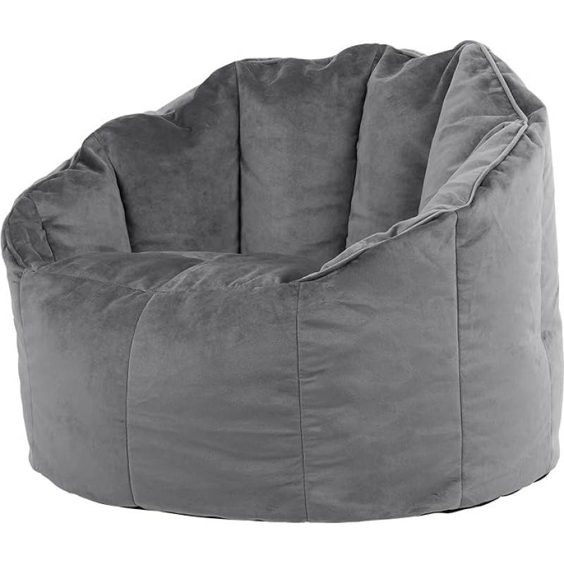 Icon Sirena Bean Bag Chair for Adults, Dark Grey, Fluffy Velvet Fabric, Giant Velvet Bean Bag with Filling, Bean Bag Chair, Comfortable Armchair for Living Room, Lounge, Bedroom, Office
