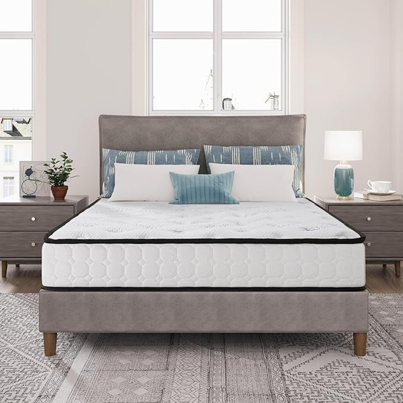 EGO HOME Pocket Spring Mattress 160 x 200 cm Height 22 cm Ergonomic 7-Zone Spring Mattress with Comfort Foam and Microfibre Cover Hardness H3 Mattress 180 x 200 cm Oeko-Tex Certified