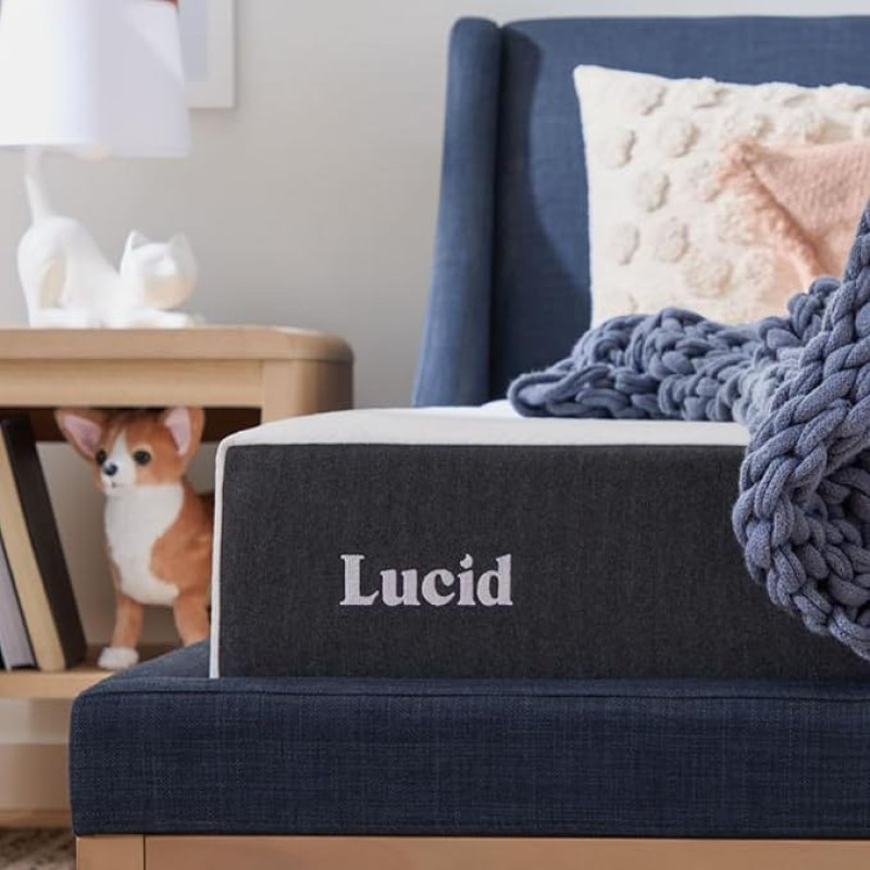 Lucid Mattress with breathable gel memory foam and anti-allergic layer of bamboo charcoal, H2, height 20 cm, 90 x 200 cm