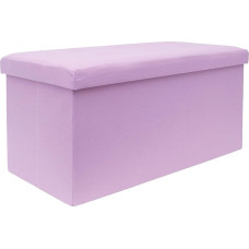INTIRILIFE Foldable Bench 76 x 38 x 38 cm in Lotus Pink - Cube Seat with Lid and Storage Space Made of Fabric with Moulds - Seat Cube Footrest Folding Storage Box Chest Stool