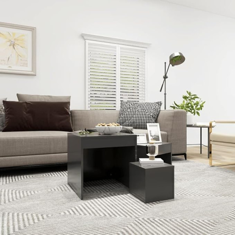 GCHDHAPB Tables, Accent Tables, End Tables, Nesting Tables, Set of 3, Grey Wood Composite