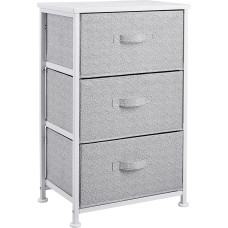 Amazon Basics Wardrobe Storage Unit, with 3 Fabric Drawers, White