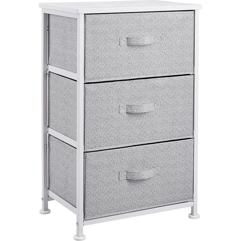 Amazon Basics Wardrobe Storage Unit, with 3 Fabric Drawers, White
