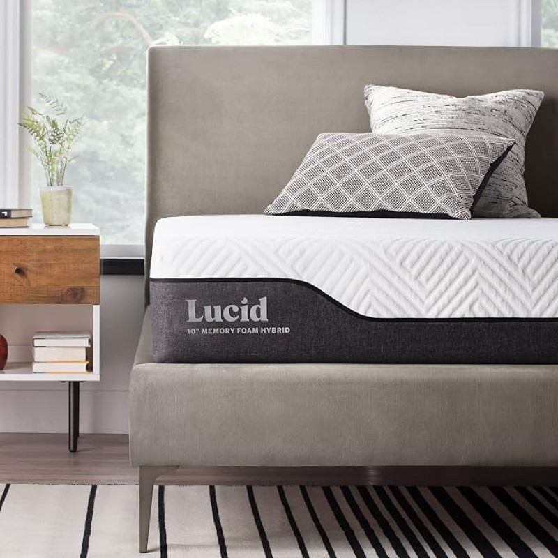 LUCID Hybrid Mattress, H2 H3, 25 cm High - with Bamboo Charcoal, Aloe Vera & Pocket Spring Core - Oeko-Tex - Moisture Wicking - Odour-inhibiting - Cold Foam Mattress & Spring Mattress, 140 x 200 cm