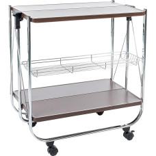 Iris Ohyama Kitchen Wagon CW-005 Metal Trolley on Wheels 68.5 x 43.5 x 69 cm Black, Metal, brown, 85,8 x 71,8 x 8,5 cm