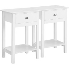 Yaheetech Bedside Tables, Set of 2, with Drawer and Shelf, White, 61 cm High