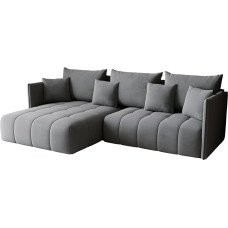KP-Meble - Corner Sofa with Sleep Function - Gona - Sofa Bed 245 x 180 cm - Elegant, Durable, Freestanding - Automatic for Easy Fold Out - 246x188x93cm - Monolith 84 (Grey)