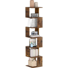 YITAHOME Bookcase, 6-Tier Corner Bookcase, S-shaped Bookcase, Open Shelving System, Suitable for Living Room, Office as Display and Storage Unit, Rustic Brown, Dimensions 180 cm High