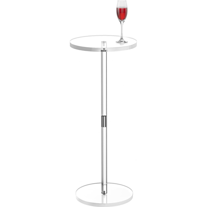 HuiDao Acrylic Drinks Table for Small Spaces, Clear Side Table, 10