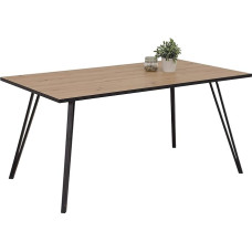 Hela Tische, Oksana Dining Table, Kitchen Table, Wood Material Melamine-Coated, Artisan Oak, V-Base Metal, Black, 160 x 90 cm