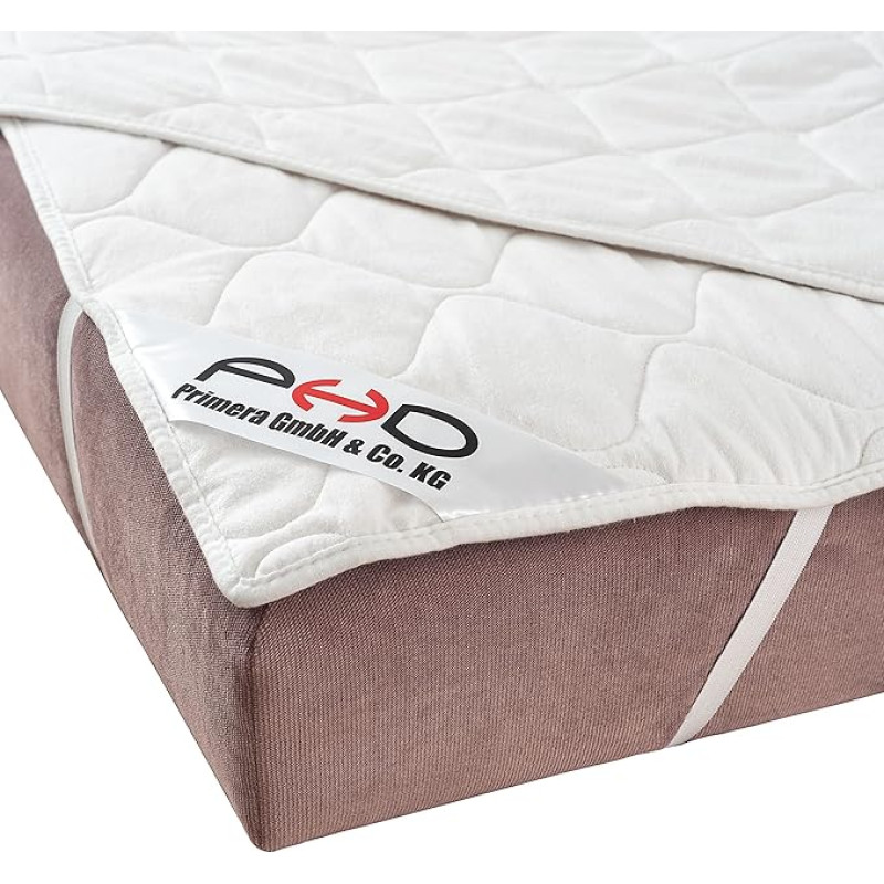 PHD Primera Natural Mattress Protector with Cover Made of 100% Cotton, 90 x 200 cm, Washable at 40°C, Mattress Topper and Mattress Protector for Mattress, Box Spring Bed and Topper for 90 x 200 cm
