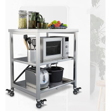 LXSEHN Serving Trolley, Kitchen Trolley, 3-Tier All-Purpose Trolley, Parking Brake, Shelf, Stainless Steel Trolley with Wheels for Kitchen, Office, Laundry Room (Size : 60 x 45 x 80 cm)