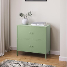skølm Atriona Metal Chest of Drawers, Living Room Cabinet with 2 Compartments, Mint Green, Sideboard, Multi-Purpose Cabinet, Steel, 2 x 2, 81 x 80 x 38 cm