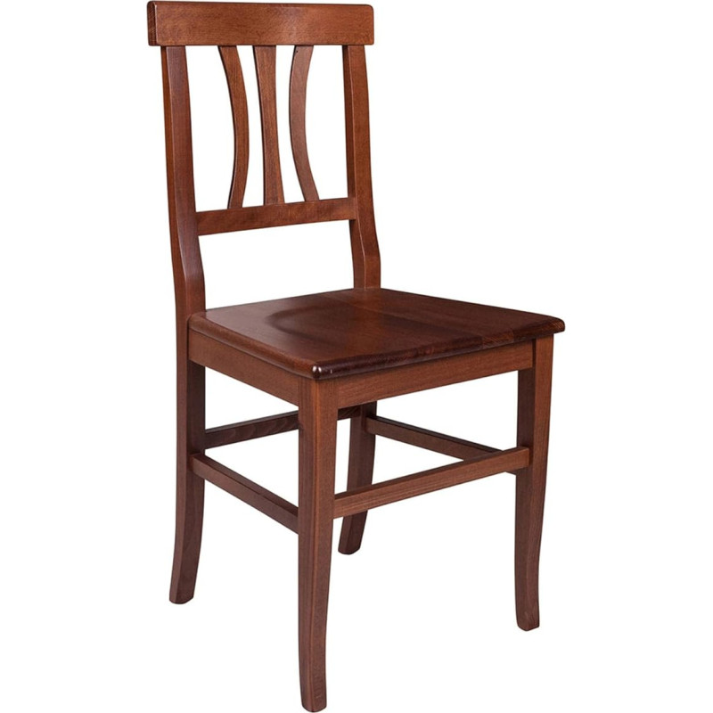 Dmora - Living Room or Kitchen Chair Country House Style Solid Beech 44 x 44.5 x 89 cm Walnut Colour
