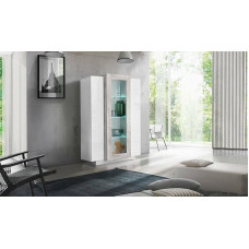 Dmora - Kevin Display Window Sideboard with Three Doors, Multi-Purpose Living Room Furniture, 100% Made in Italy, 80 x 38 x 121 cm, Glossy White and Cement