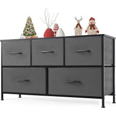 Sweetcrispy Chest of Drawers for Bedroom with 5 Drawers, Wide Dresser, Long Fabric Chest of Drawers, Storage Organiser for Closet, Bedroom, Living Room, Hallway,