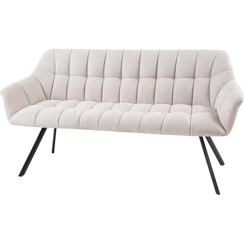 Riess Ambiente Papillon Dining Room Bench 165 cm Champagne Beige with Backrests Black Metal Frame