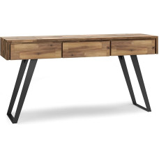 SIMPLIHOME Lowry Solides Akazienholz und Metall, 152,4 cm breit, moderne industrielle Konsole, Sofatisch in Used-Look, goldener Weizen, für Wohnzimmer, Eingangsbereich und Schlafzimmer